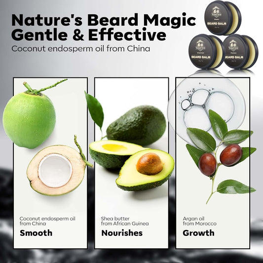 Beard Balm Kit Thicker Beard Butter for Men Moisturizer Beard Kit for Men All Natural