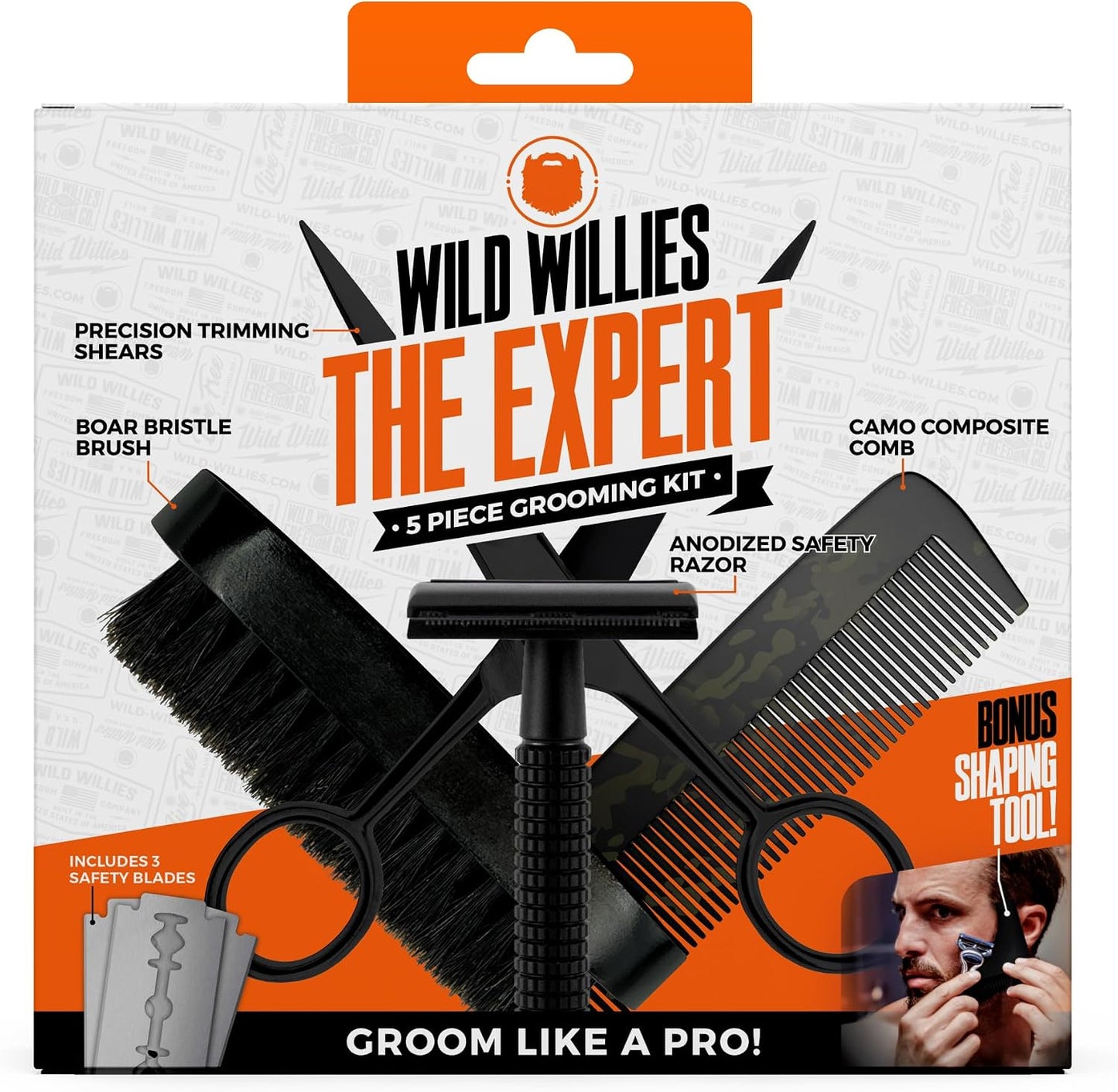 Complete Beard Grooming Kit for Men - Includes 5 Piece Grooming Kit, PROGRO Shampoo Wash & Conditioner, & Premium Hair Oil for Daily Use, Beard Growth & Hydration