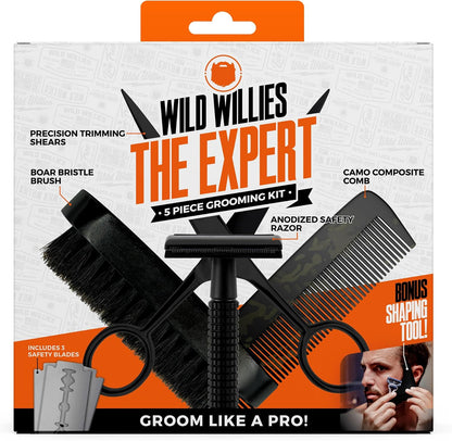 Complete Beard Grooming Kit for Men - Includes 5 Piece Grooming Kit, PROGRO Shampoo Wash & Conditioner, & Premium Hair Oil for Daily Use, Beard Growth & Hydration