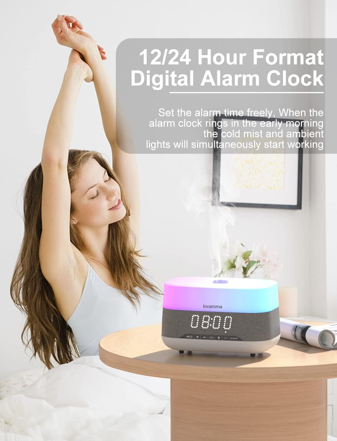 Transform your space with our 3-in-1 Essential Oil Diffuser! 🌈✨ Enjoy soothing aromas, a Bluetooth speaker, and a stylish alarm clock, all while basking in 7 vibrant LED colors. Perfect for relaxation and ambiance! 💧🎶 #Aromatherapy #HomeWellness