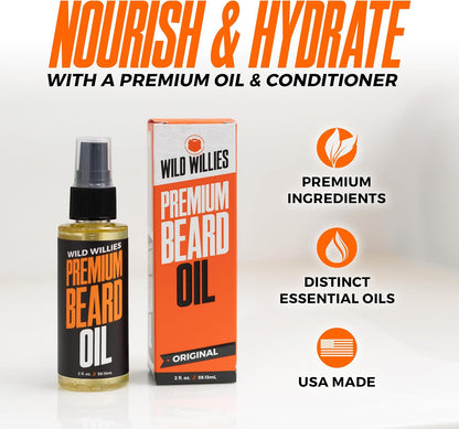 Complete Beard Grooming Kit for Men - Includes 5 Piece Grooming Kit, PROGRO Shampoo Wash & Conditioner, & Premium Hair Oil for Daily Use, Beard Growth & Hydration