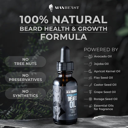 Hypoallergenic All Natural Beard Oil for Men - Unscented, 30Ml Nut Free Made from Seed Beard Oil for Men Growth for Sensitive Skin, Mustache Softener, Mustache Conditioner and Moisturizer