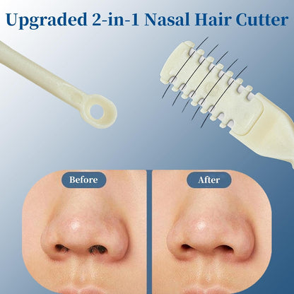 10 PCS 2-In-1 Nose Hair Trimmer, Portable Manual 360 Rotating Nasal Hair Cutter with Ear Picker for Women Men, White Black