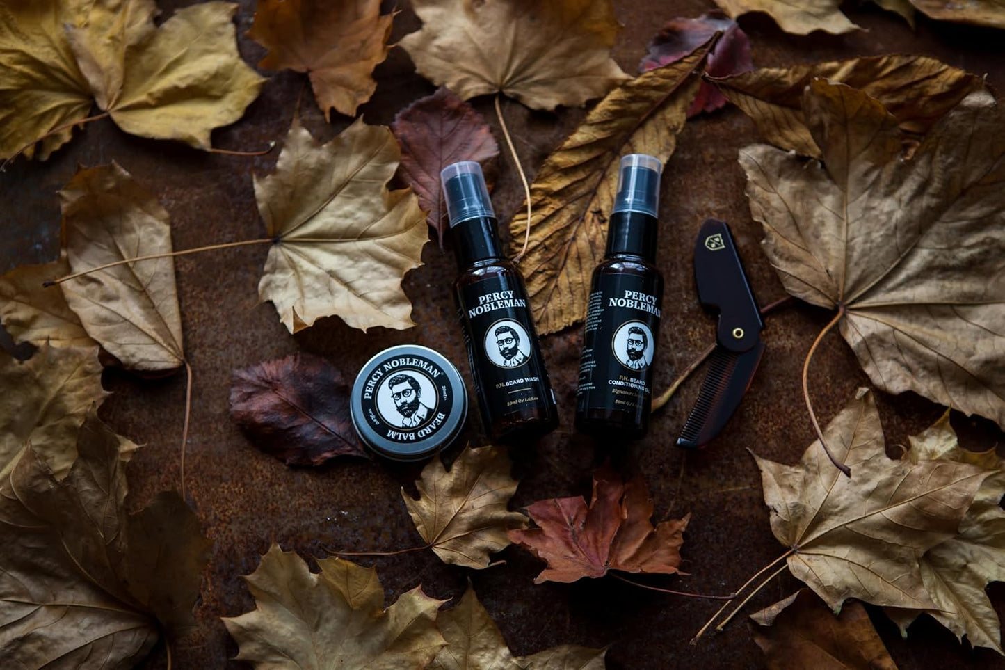 Beard Grooming Kit – Gift Set with Signature Scented Beard Oil (1.7 Fl Oz), Beard Wash (1.7 Fl Oz), Beard Balm (0.7 Fl Oz) & Beard Comb for Softening, Hydration & Beard Maintenance