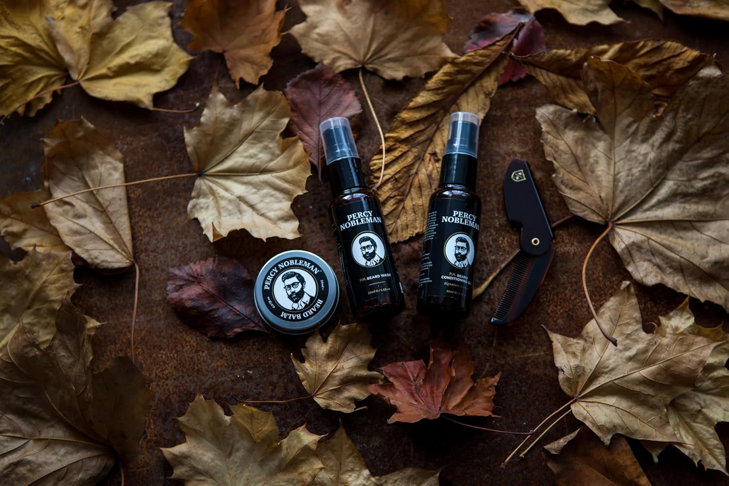 Beard Grooming Kit – Gift Set with Signature Scented Beard Oil (1.7 Fl Oz), Beard Wash (1.7 Fl Oz), Beard Balm (0.7 Fl Oz) & Beard Comb for Softening, Hydration & Beard Maintenance