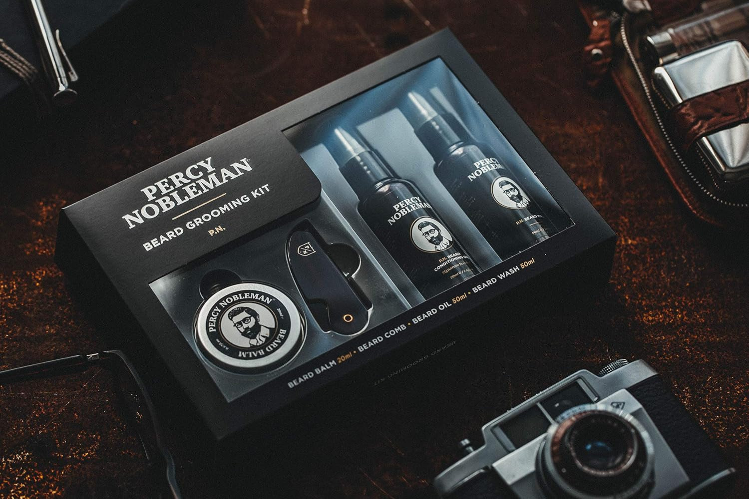 Beard Grooming Kit – Gift Set with Signature Scented Beard Oil (1.7 Fl Oz), Beard Wash (1.7 Fl Oz), Beard Balm (0.7 Fl Oz) & Beard Comb for Softening, Hydration & Beard Maintenance
