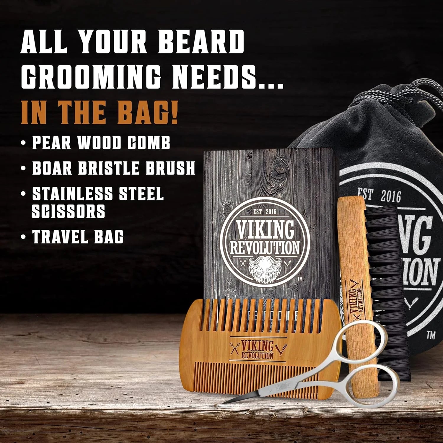 - Beard Comb & Beard Brush Set for Men - Natural Boar Bristle Brush and Dual Action Pear Wood Comb with Velvet Travel Pouch