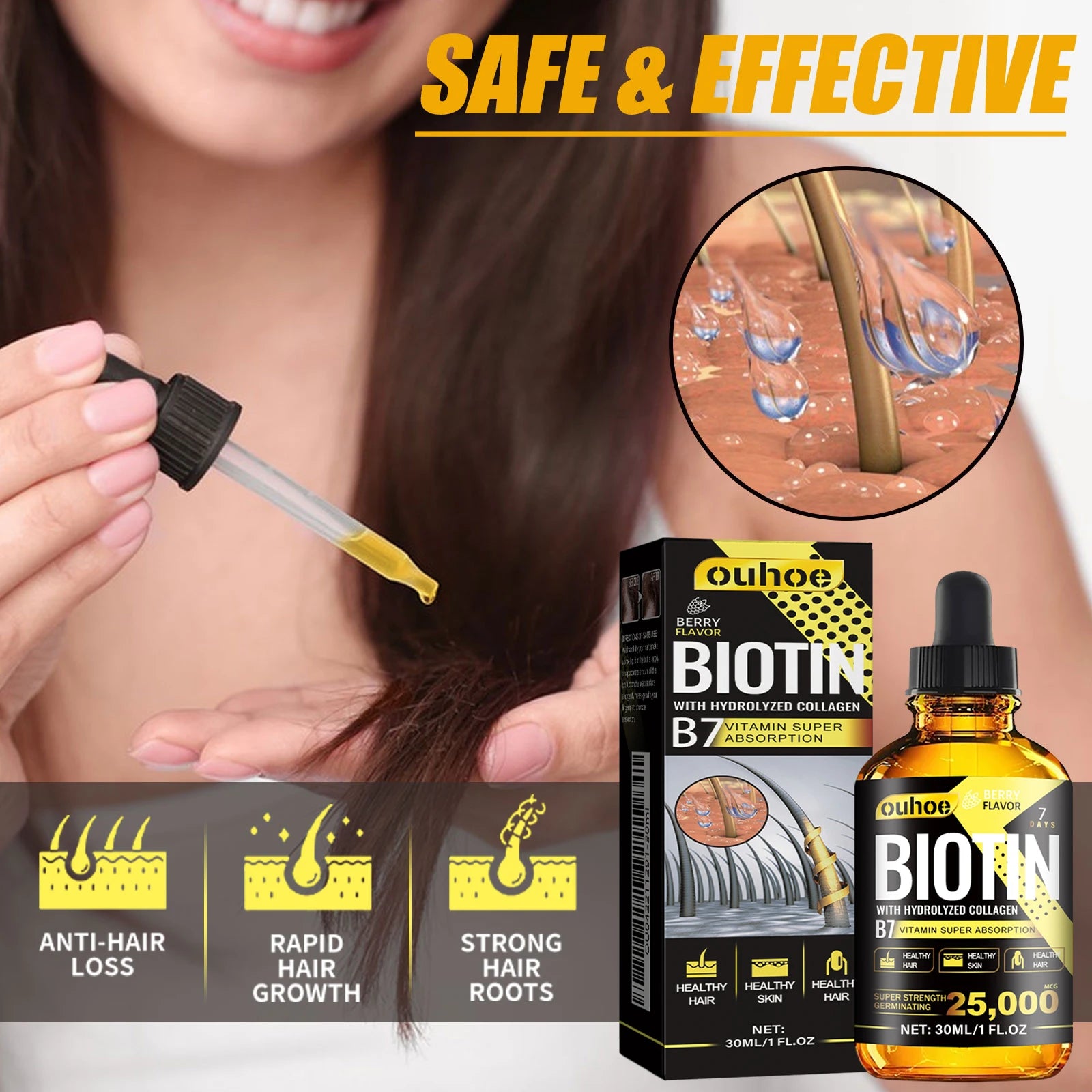 Biotin and collagen hair growth serum