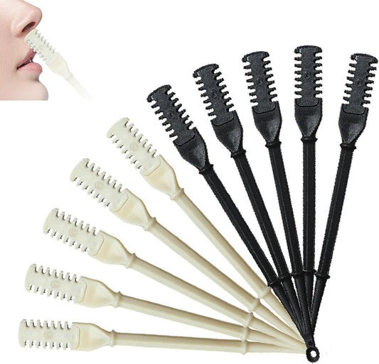 10 PCS 2-In-1 Nose Hair Trimmer, Portable Manual 360 Rotating Nasal Hair Cutter with Ear Picker for Women Men, White Black
