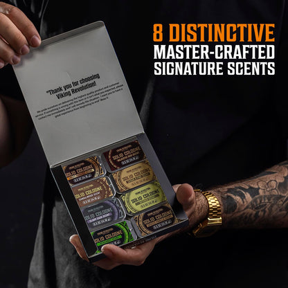 8 Pack Solid Cologne for Men - Men'S Cologne Gift Set Including Sandalwood, Vetiver, Sweet Tobacco, Clary Sage, Spiced Vanilla, Cedar Pine - Travel Size Gifts for Men (0.5 Oz Each)
