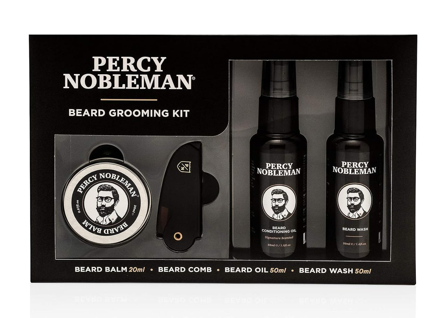 Beard Grooming Kit – Gift Set with Signature Scented Beard Oil (1.7 Fl Oz), Beard Wash (1.7 Fl Oz), Beard Balm (0.7 Fl Oz) & Beard Comb for Softening, Hydration & Beard Maintenance