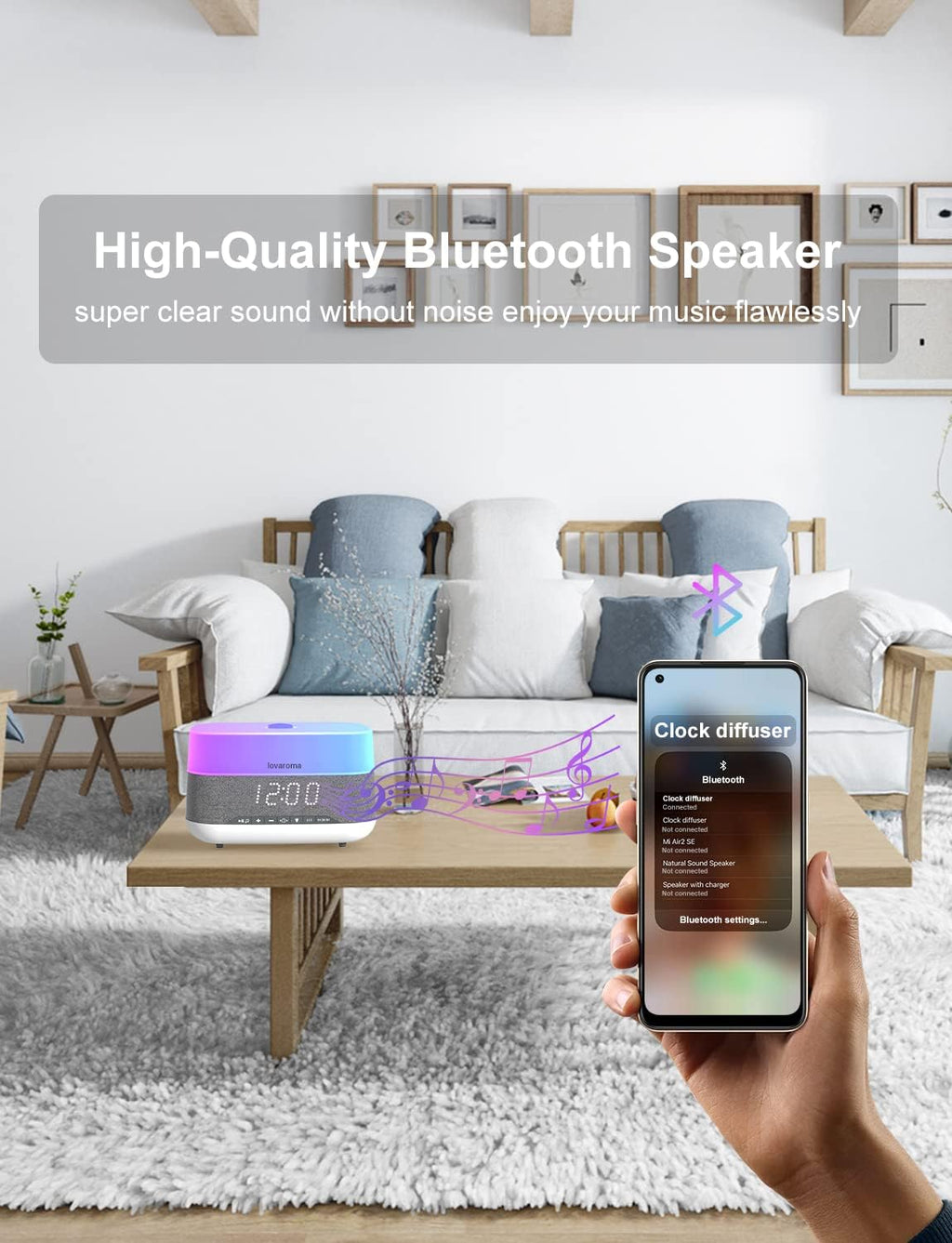 Transform your space with our 3-in-1 Essential Oil Diffuser! 🌈✨ Enjoy soothing aromas, a Bluetooth speaker, and a stylish alarm clock, all while basking in 7 vibrant LED colors. Perfect for relaxation and ambiance! 💧🎶 #Aromatherapy #HomeWellness