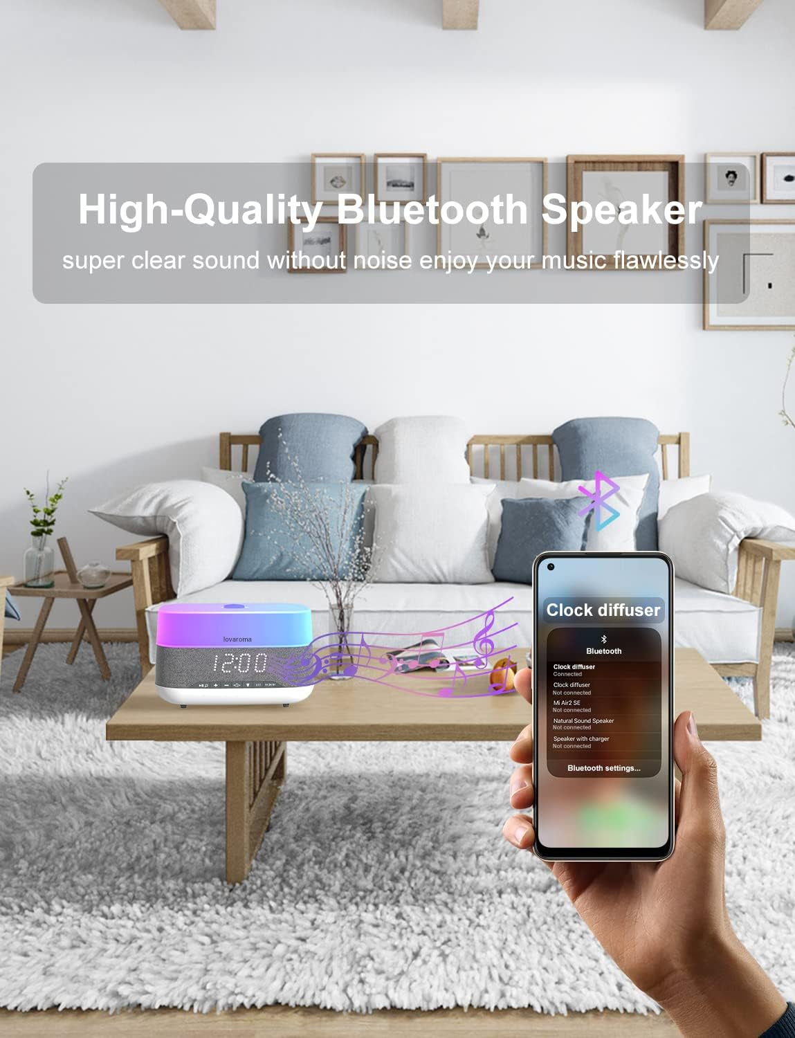 Transform your space with our 3-in-1 Essential Oil Diffuser! 🌈✨ Enjoy soothing aromas, a Bluetooth speaker, and a stylish alarm clock, all while basking in 7 vibrant LED colors. Perfect for relaxation and ambiance! 💧🎶 #Aromatherapy #HomeWellness
