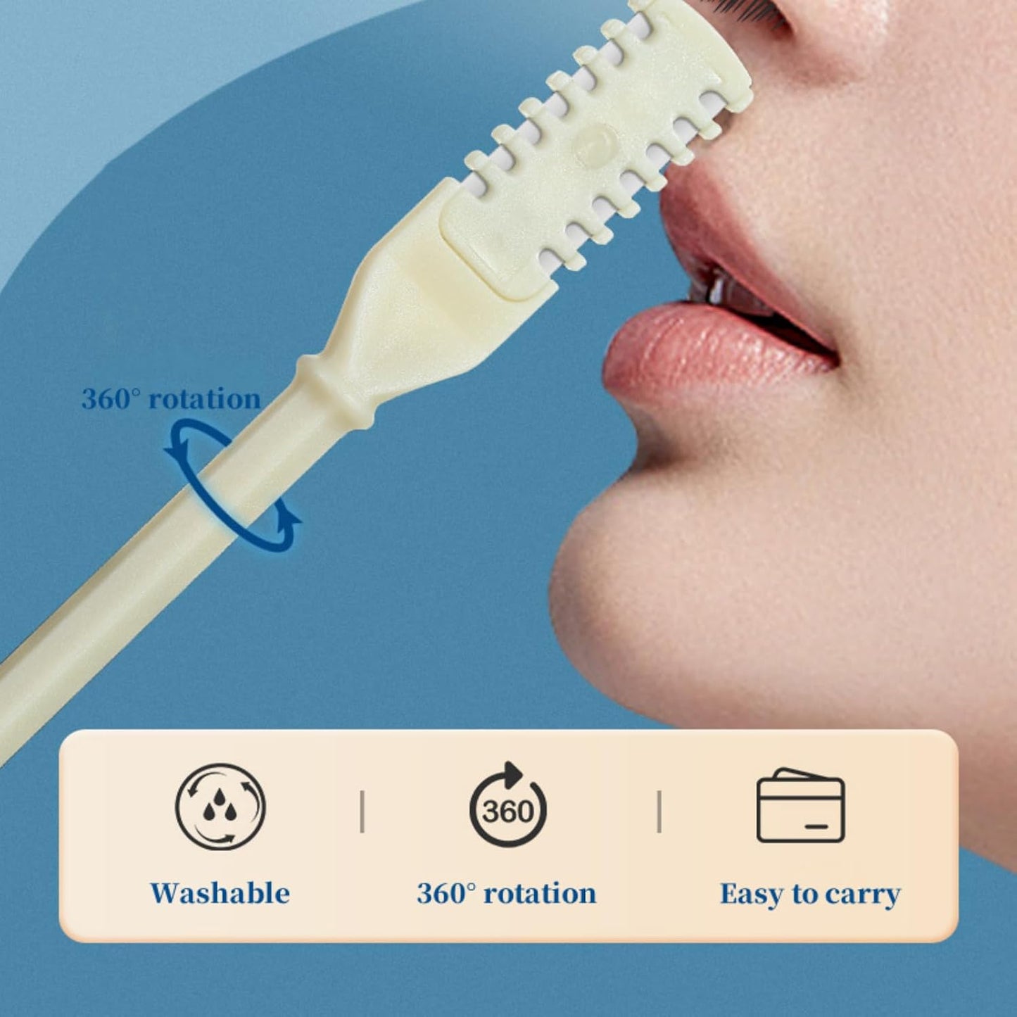 10 PCS 2-In-1 Nose Hair Trimmer, Portable Manual 360 Rotating Nasal Hair Cutter with Ear Picker for Women Men, White Black