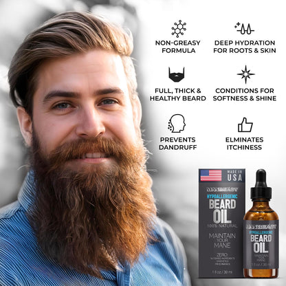 Hypoallergenic All Natural Beard Oil for Men - Unscented, 30Ml Nut Free Made from Seed Beard Oil for Men Growth for Sensitive Skin, Mustache Softener, Mustache Conditioner and Moisturizer