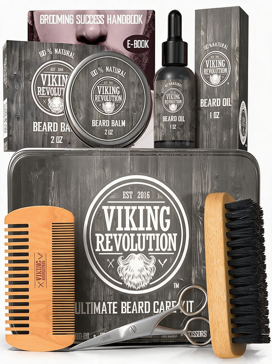 Viking Revolution Ultimate Beard Care Kit — Brush, Comb, Balm, Oil & Scissors
